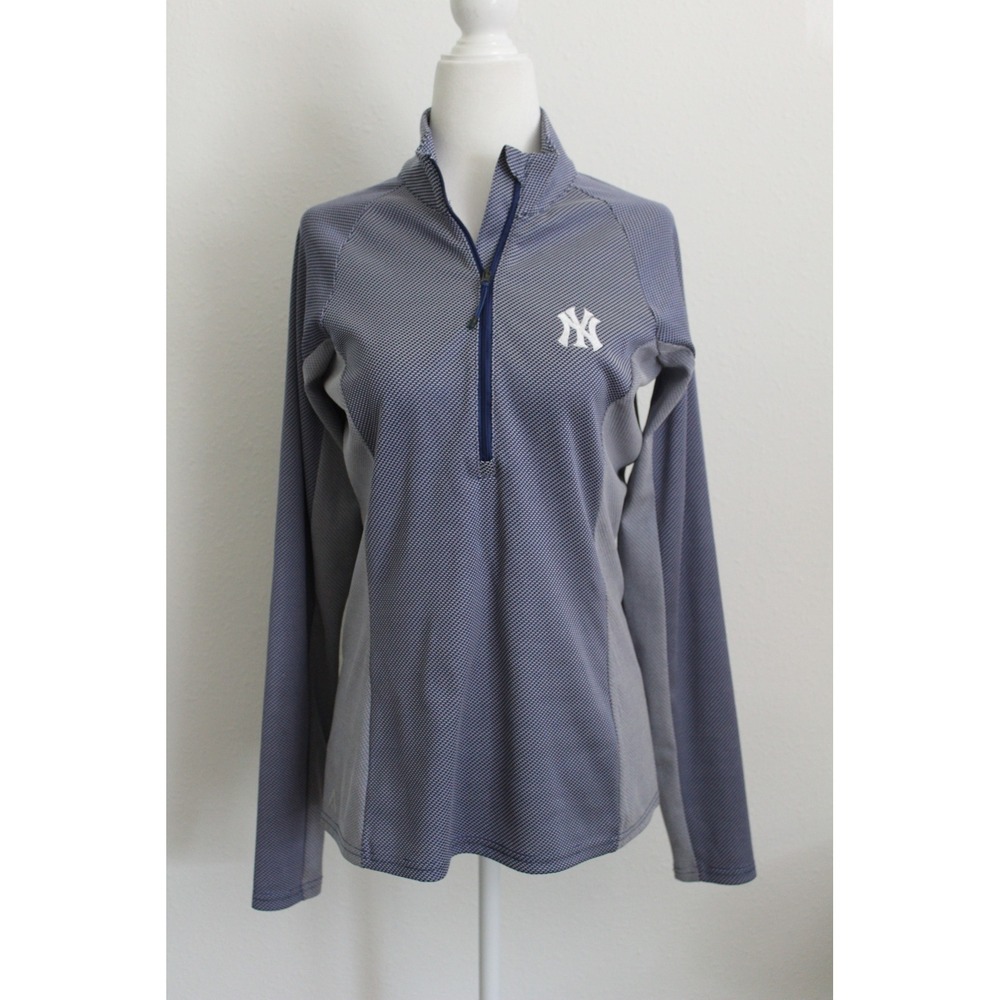 Antigua 2014 New York Yankees Women's Small Navy Blue‎ Jacquard 1/4 Zip Pullover